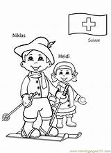 Coloring Pages Around Children Kids Switzerland Suisse Enfant Colouring Printable Sheets Swiss Girl Scouts Theme Color Ski Heidi Preschool Coloringhome sketch template