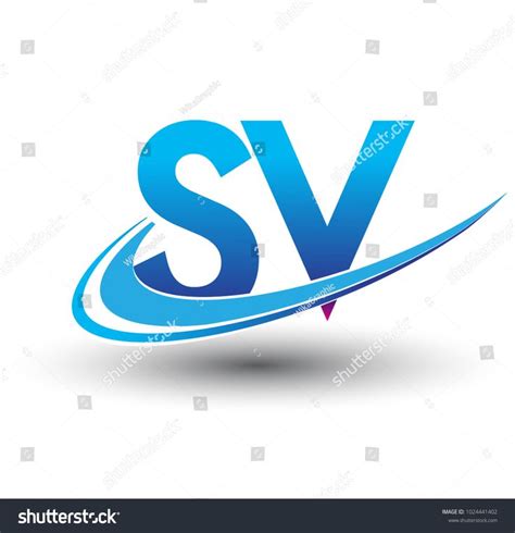 initial letter sv logotype company  colored blue  magenta swoosh