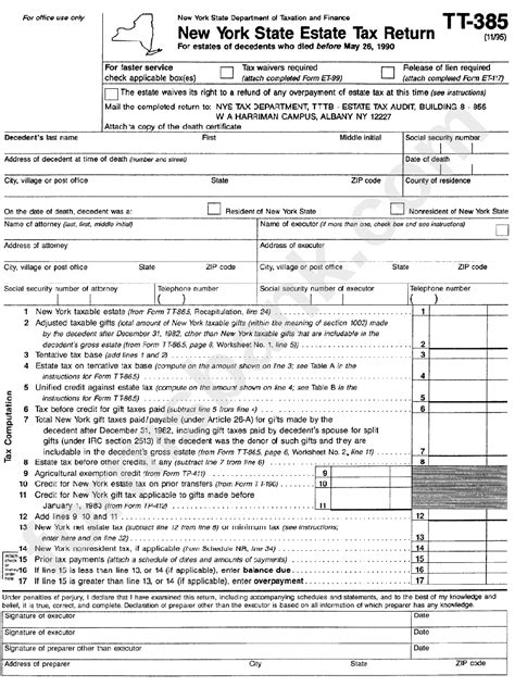form tt   york state estate tax return printable