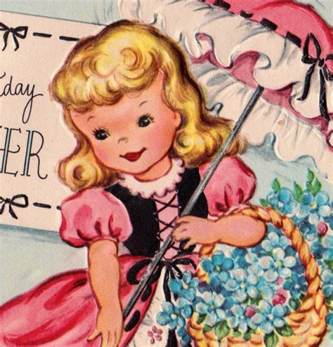 Vintage Fairfield 1950s Happy Birthday Sister Greetings Card