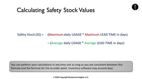 formula  calculate inventory reorder points  safety stock values