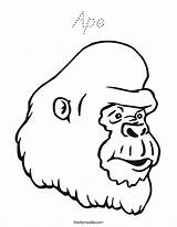 Coloring Gorilla Pages Ape Face Cute Drawing Baby Cartoon Kids Template Cliparts Cursive Head Printable Silverback Color Noodle Clipart Getcolorings sketch template