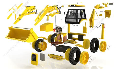 parts  backhoe loader stock image  science photo library
