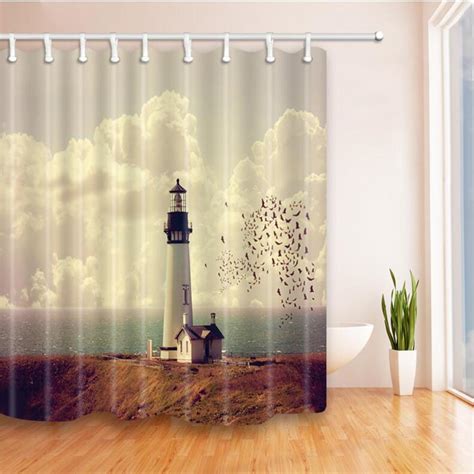 2018 Hot Selling Lighthouse Shower Curtains Liner 180