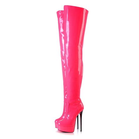 Buy Hot Selling Pink Patent Leather Thigh High