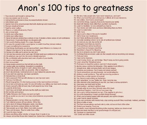 anon s 100 tips to greatness 1 true wisdom and insight is
