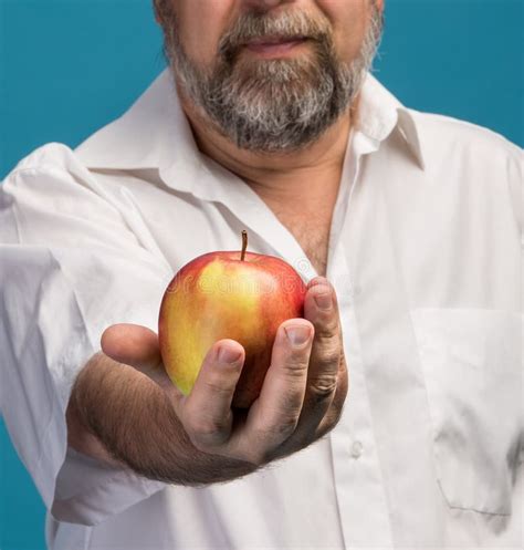 man holding red apple  hand stock image image  human attractive