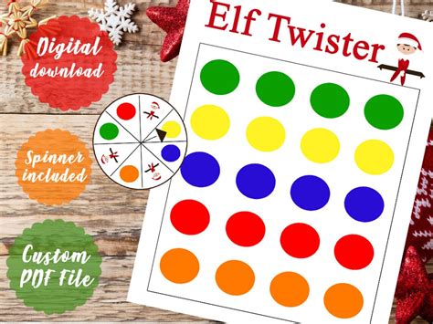 elf twister game instant downloadable  etsy