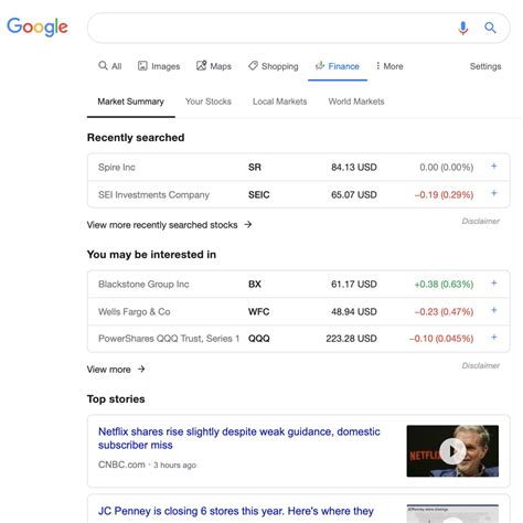 google finance trouver  faire des recherches sur les rendements
