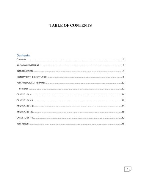 table  contents report  table  contents templates