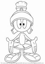 Marvin Martian Looney Tunes Cartoons Drawingtutorials101 Colorear Marciano Drawin Colouring sketch template