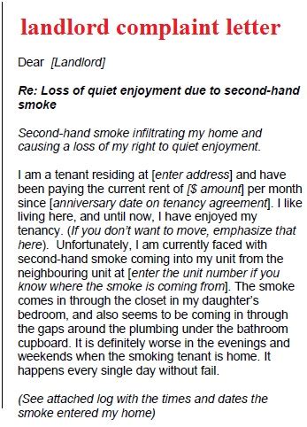 complaint letter template landlord complaint letter