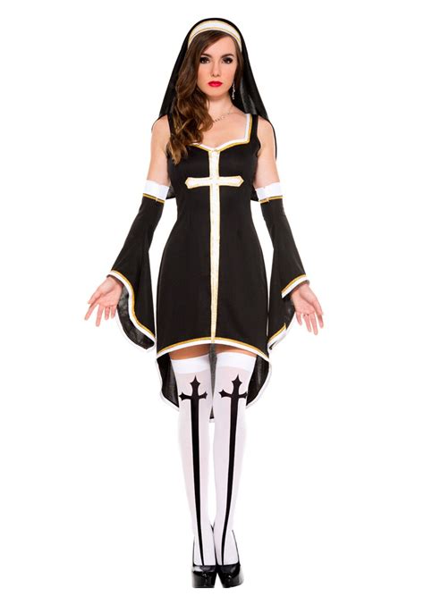 women s sinfully hot nun costume halloween fancy dress up dress up