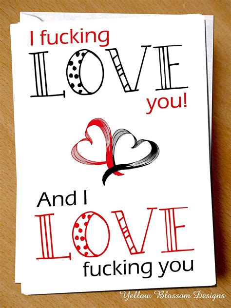 I Fucking Love You Card Funny Comical Naughty Rude Adult For Him For