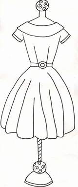 Dress Coloring Mannequin Embroidery Pattern Template Pages Patterns Templates Card October Female Redwork Barbie Dresses Applique Colouring Form Vintage Girl sketch template