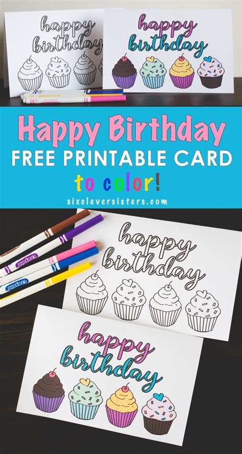 printable happy birthday card  clever sisters