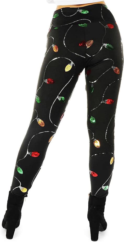 Tipsy Elves Shiny Sequin Leggings For Women For Holiday Outfits And