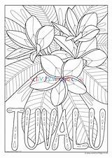 Colouring Flower Tuvalu National Papua Guinea Pages Colour Village Activity Explore sketch template