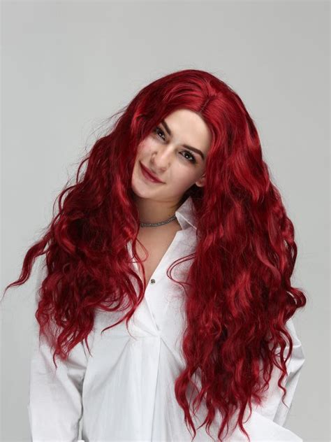 Dark Wine Reddish Slight Long Wavy Style Synthetic Lace Front Wig
