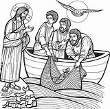 Pescador Pesca Evangelio Miracolosa Dominical Cristo Lanzando sketch template