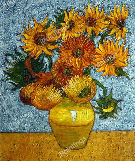 twelve sunflowers   vase painting  vincent van gogh reproduction