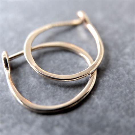 small  white gold hoops   hand forged solid gold etsy