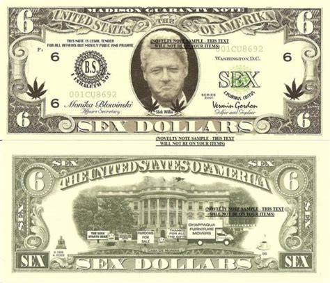 Bill Clinton Slick Willie Sex Dollar Bills X 2 Monika