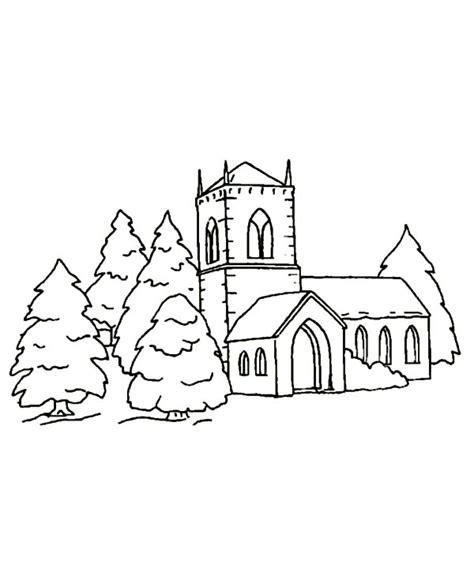 country church pages coloring pages