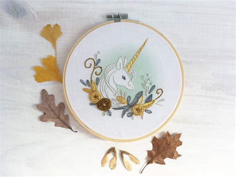 amazoncom floral unicorn printed beginner hand embroidery sampler
