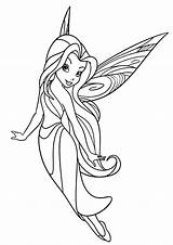 Fairy Coloring Pages Cute Tinkerbell Beautiful Pdf Color Print Little Cartoon Updated sketch template
