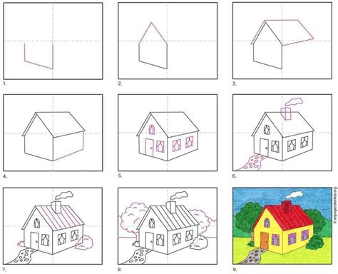 draw  cartoon house art projects  kids