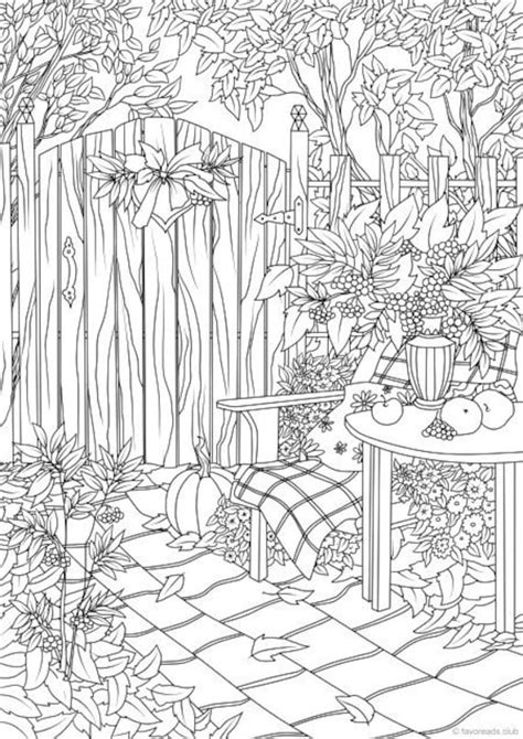 autumn garden printable adult coloring page  favoreads etsy