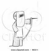 Welding Man Mascot Protective Sketched Wearing Gear Illustration Welder Royalty Clipart Leo Blanchette Rf Skull Template Sketch sketch template