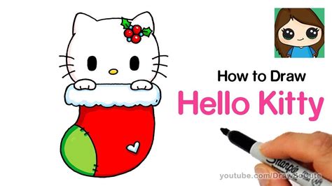 how to draw hello kitty christmas stocking easy youtube