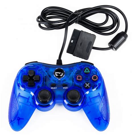 playstation playstation  ps wired controller clear blue ttx tech toywiz