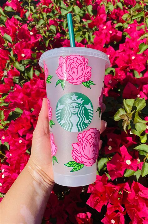 Peony Flower Starbucks Cup Etsy