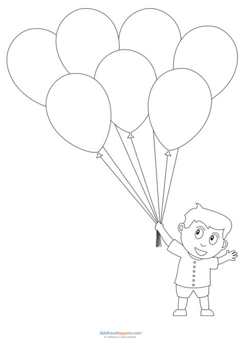 preschool coloring pages boy  balloons