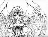 Anime Coloring Coloring4free Pages Fallen Angel Related Posts sketch template