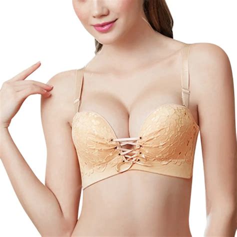 front lace up push up bras for women half cup lace patchwork bralette