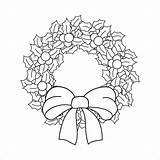 Wreath Christmas Coloring Holly Illustrations Book Kids Cartoon Vector Bow Berries Leaves Stock Silhouette sketch template