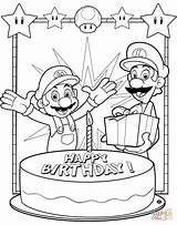 Coloring Mario Birthday Happy Pages Printable sketch template