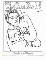 Rosie Riveter History Coloring Pages Drawing Women Month Education Roosevelt Worksheets Book Sketch Worksheet Printable Color Template Colors Eleanor Line sketch template
