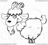 Goat Cartoon Beard Horns Clipart Outlined Coloring Vector Cory Thoman Regarding Notes sketch template