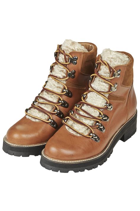 lyst topshop womens ahoy lace  boots tan  brown
