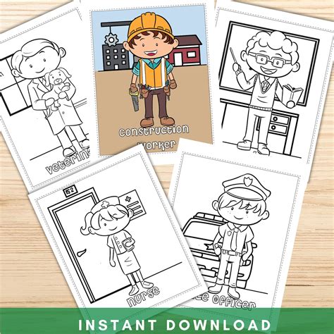 occupation coloring pages  kids job coloring pages etsy