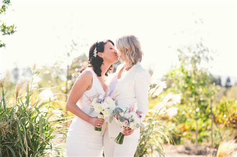 Outdoor Pink Mint And Ivory Same Sex Wedding Equally Wed Modern
