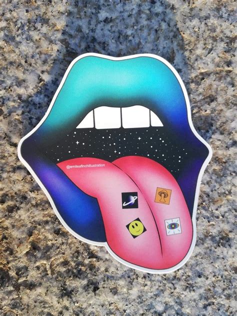 trippy acid tongue sticker etsy