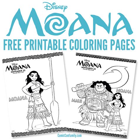 printables disney moana coloring pages comic  family