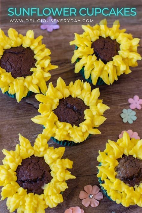 sunflower cupcakes step  step decorating guide delicious everyday