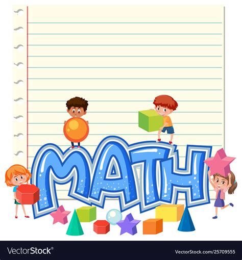 children  math note template royalty  vector image